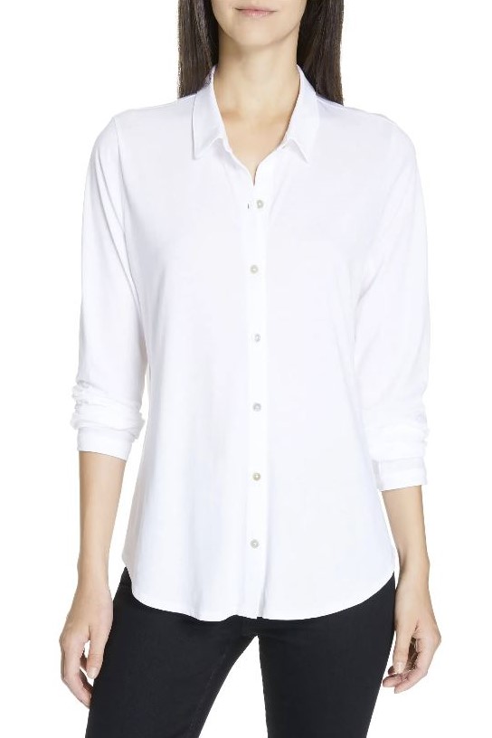 Wardrobe Essentials - Eileen Fisher women's white dress shirt
