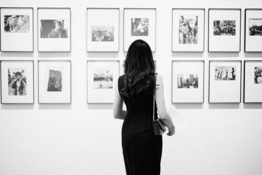 Elegant woman wearing black dress